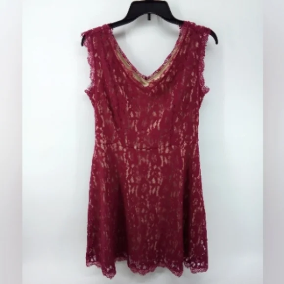 Altar'd State | Dresses | Altard State Crimson Red Lace Whiskers Party Dress  M Cotton Blend | Poshmark